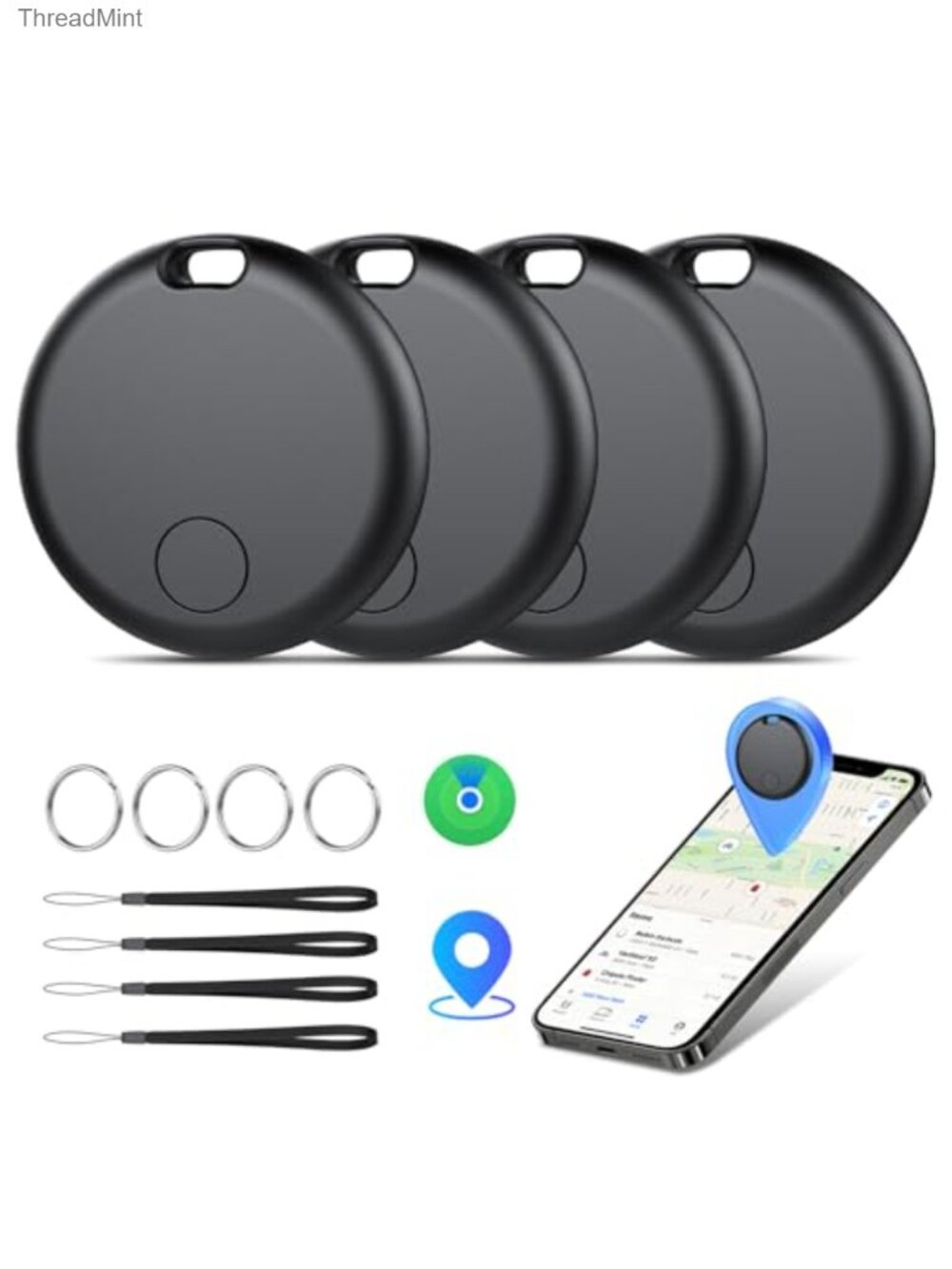 4-Pack Bluetooth Tracker Tags Item Finder for Keys Luggage Wallet